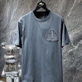 Ch hip-hop t shirts new american ch crow big horseshoe sanskrit short-sleeved heavy industry handmade patch embroider craftsmanship casualcasual