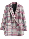 Women Suits Autumn Vintage Texture Double Breasted Blazer Women's Suit