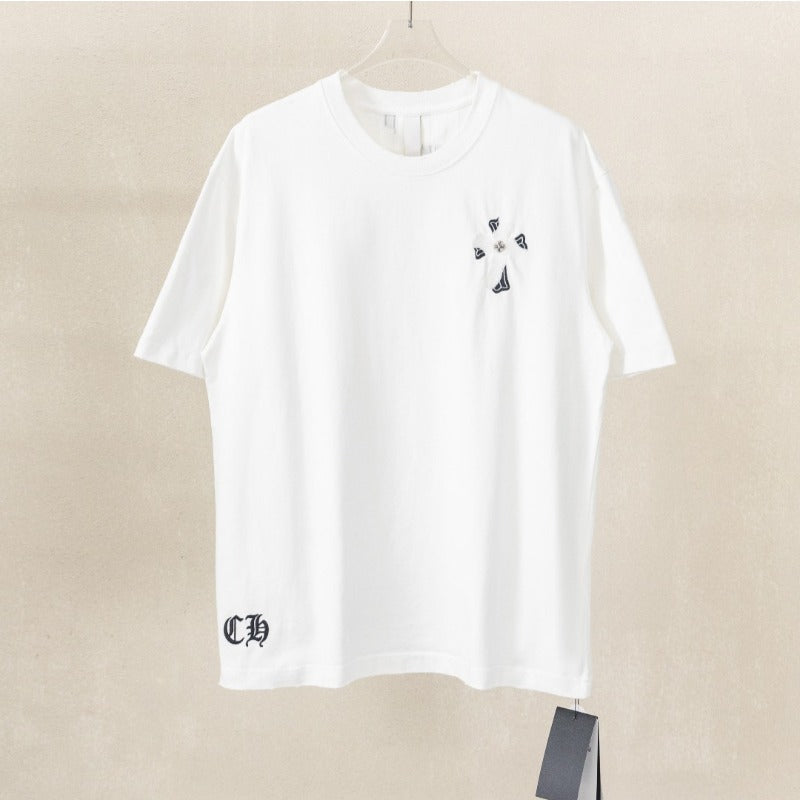 Ch hip-hop t shirts ch short-sleeved cross patch embroiderloosecasualpure cotton american heavy weight