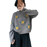 Women Knitwear Autumn and Winter Embroidery Knitwear Loose Sweater
