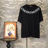 Ch hip-hop t shirts american ch short-sleeved neckline sanskrit embroiderheavy industryloosecasual high street easiest for matchcouple