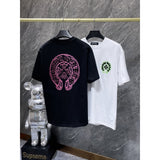 Ch hip-hop t shirts ch short-sleeved horseshoe sanskrit cross embroiderlogo loosecasual american heavy weight t-shirt