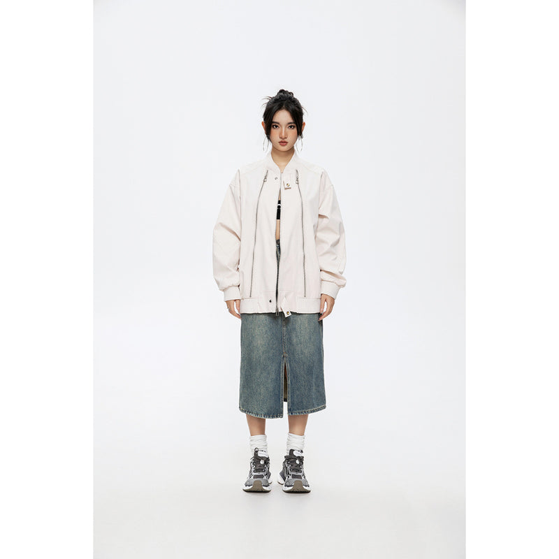 Unisex Jacket Vintage Baseball Uniform Jacket Top Loose Spring and Autumn Coat