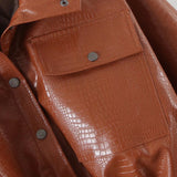 Women Leather Jacket Fall/Winter Leather Jacket Coat Women's Loose Lapels PU Leather Motorcycle Top