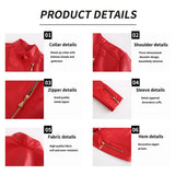 Red Leather Jacket PU Leather Thin Spring and Autumn Coat Women's Jacket