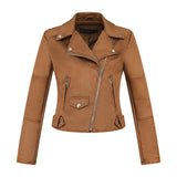 Women Jacket Autumn and Winter Suede Lapel Motorcycle Jacket