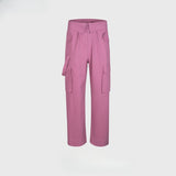 MIJKO Men Vintage Pants MIJKO Straight Multi-Pocket Cut-Over Cuff Waist Casual Pants