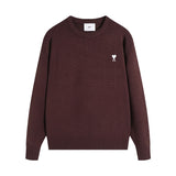 Ami araunriffall and winter couplelong sleevesheart jacquardtopswool sweater round neck knitting shirt