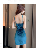 Women Maxi Dress Autumn Pleuche Spaghetti-Strap Dress Goddess Sexy Dress