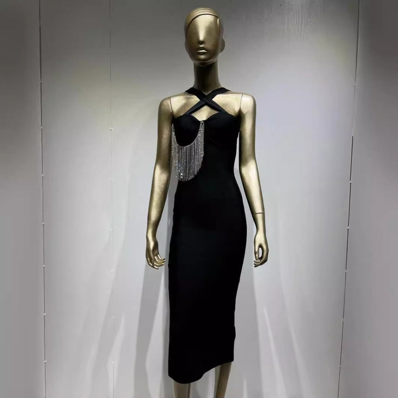 Women Dresses Bandage Dress Sexy Drill Chain Party Dress Skirt (Ont0408)