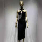 Women Dresses Bandage Dress Sexy Drill Chain Party Dress Skirt (Ont0408)