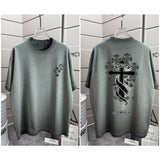 Ch hip-hop t shirts ch short sleeve cross loose casual pure cotton embroider heavy weight short sleeve men