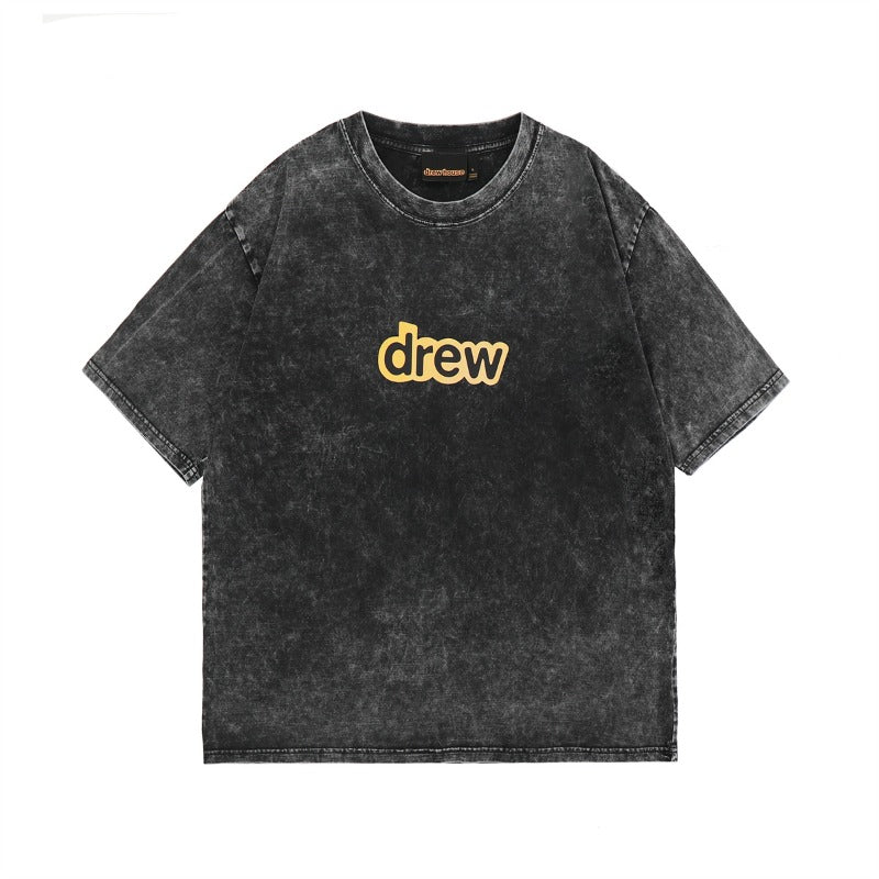 Drew house tshirt r d@ew rubber stripe letter graphic washed vintage short sleeve wholesale