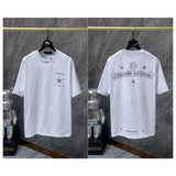 Ch hip-hop t shirts ch kroma hoof sanskrit scroll handmade rivets five-pointed star short-sleeved loosecasualpure cotton american high street