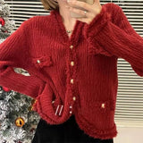 Women Knitwear Spring and Autumn V-neck Knitted Cardigan Sweater Coat