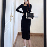 Women Dresses Sexy Long Sleeve Big U-Neck Dress