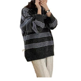 Women Knitwear Autumn and Winter Striped round Neck Sweater Loose Sweater