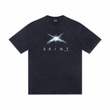 saint m t shirts s.m sunrise letter graphic crew neck short sleeve tee