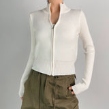 Women Sweater Knitwear Turtleneck Zipper Knitted Cardigan Coat Sweater