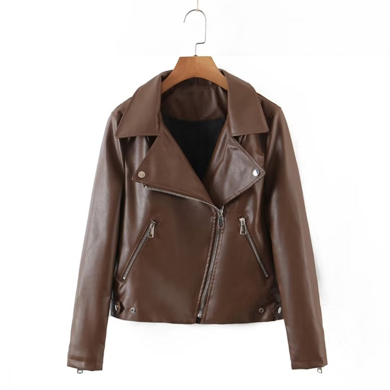 Women Leather Jacket Spring and Autumn Women's Short Jacket Baggy Coat Motorcycle Clothing