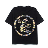 Hip-hop t-shirts: american streetwear classic letter camo print trendy casual loose short sleeve tee - summer fashion tee