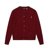 Macaron color rl ralph pony casualsweetcardigan women's fall and winter dopamine round neck cardiganknitting wool sweater