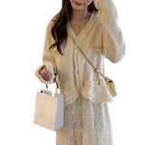 Women Knitwear Spring and Autumn V-neck Knitted Cardigan Sweater Coat