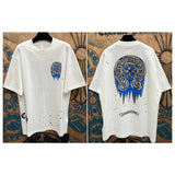 Ch hip-hop t shirts ch washed sanskrit horseshoe cross leather short-sleeved american casual loose couple high street