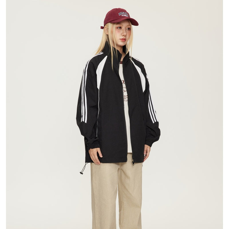 Unisex Jacket Vintage Sports Top Men's and Women's Coats Loose Casual Stand-up Collar Jacket