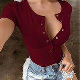 Women Jumpsuit Spring/Summer round Neck Short Sleeve Sexy Slim Hip Jumpsuit