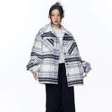 Unisex Jacket Autumn Brushed Plaid Coat
