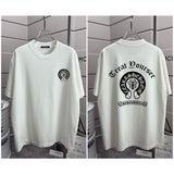 Ch hip-hop t shirts high version ch short sleeve sanskrit printingloosecasualpure cotton american heavy weight short sleeve men