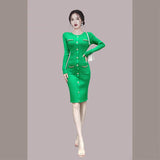 Women Maxi Dress Autumn and Winter Knitting Sheath Dress