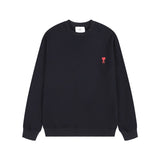 Ami aheoineloveembroideramericancasualtopslooselong sleevescouplesweatshirtround neckfall and winter