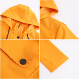 Women Trench Coat Long Cardigan Hooded Coat Outdoor Raincoat