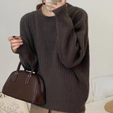 Women Knitted Pullover Autumn and Winter Crew Neck Pullover Sweater Loose Sweater