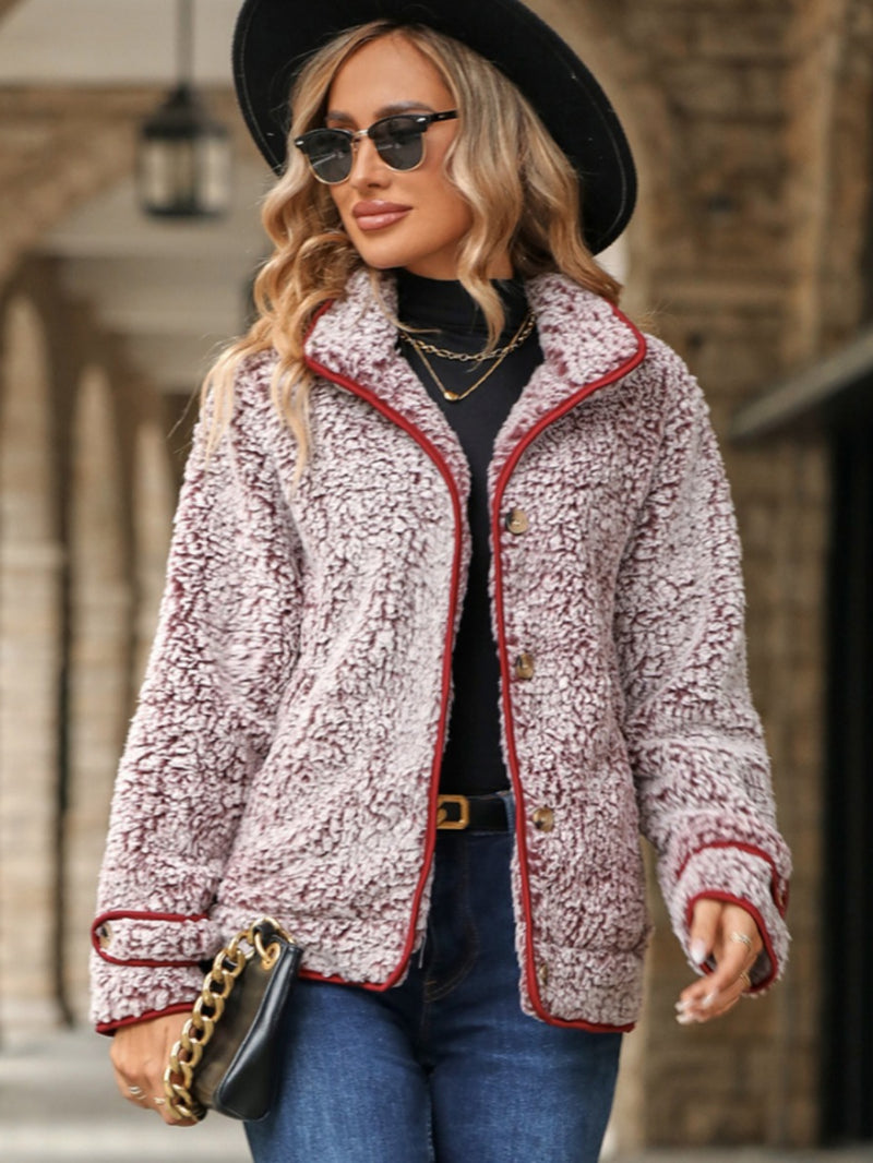 Women Trench Coat Autumn and Winter Long Sleeve Single-Breasted Lapel Plush Coat
