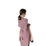 Women Maxi Dress Autumn Sexy Bag Arm Slim Fit Long-Sleeved Purple Knitted Dress