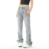 Men Jeans Women Retro Loose Straight Trousers