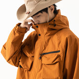 Unisex Jacket Vintage Overalls Jacket Loose Hooded Outdoor Shell Jacket Men's Jacket
