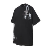 Ch hip-hop t shirts ch kevin splash ink cross embroidered heavy industry round neck short sleeve high street casual