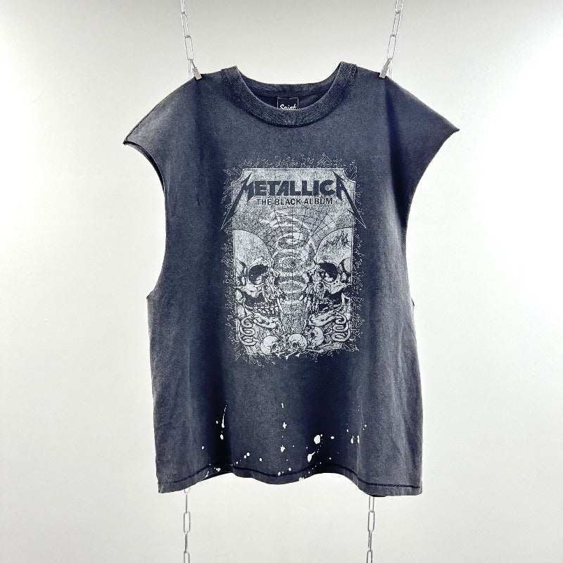 saint m t shirts s.m skull letter crewneck pullover casual tank top