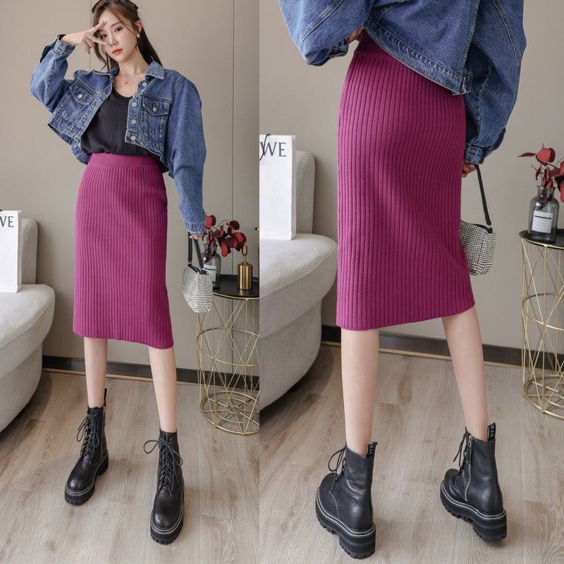 Women Knitted Skirt Sweater Autumn and Winter