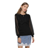 Women Knitwear Spring Knitwear Lace Chiffon Long Sleeve Shirt
