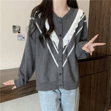 Women Knitwear Autumn Winter Retro Wooden Sweater Coat Loose Knitted Cardigan