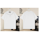 Ch hip-hop t-shirts: front and back appliqué embroidery, heavy-duty craftsmanship, american casual style, versatile, high-street trendy