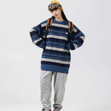 Unisex Sweater Fall Color-Blocking Striped Sweater
