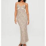 Women Dresses Summer V-neck Lace Floral Strap Dress Backless Sexy Dress (Xds0414)