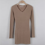 Women Dresses Gray V-neck Dress Skirt