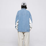 Unisex Jacket Autumn Denim Stitching Baggy Coat